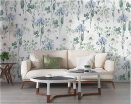 Wallpapers Tiny Blue Flowers Wallpaper- Floral Peel And Stick- Home Decor- Wall Decorations- Living Room Design