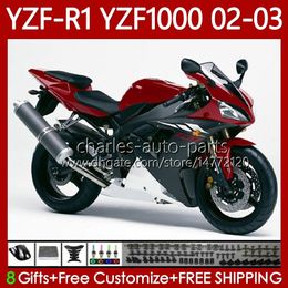 Motorcycle Bodys For YAMAHA YZF R 1 1000 CC YZF-R1 YZF-1000 00-03 Bodywork 90No.1 1000CC YZF R1 YZFR1 02 03 00 01 YZF1000 2002 2003 2000 2001 OEM Fairing Kit glossy color blk