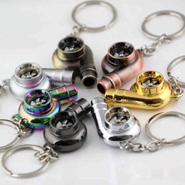 Whistle Sound Turbo Keychain Sleeve Bearing Spinning Auto Part Model Turbocharger Key Chain Ring Keyfob Keyring