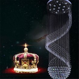 Chandeliers K9 Crystal Stair LED Modern Creative Spiral Suspension Lightings El Villa Lobby Large Hanging Lamp