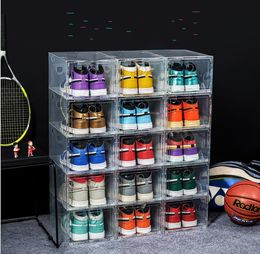 Thicken Plastic Sport Shoes Dustproof Storage Boxes Transparent Sneaker Stackable Organizer Domestic Box Exhibition cabinet