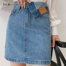 Denim Irregular Waist Skirt For Women Bodycon A Line Korean Skirts Female Summer Fashion Clothing Style 210521
