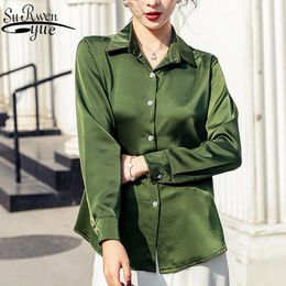 Blusas mujer de moda black long sleeve tops OL chiffon blouse button Solid Square Collar ladies blusas korean 8198 50 210427