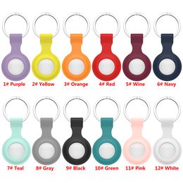 For Apple AirTag Secure Holder AirtagsprotectiveCase Locator Tracker Anti-loss Device Silicone Protective Case Keychain