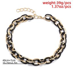 2021 Black and Gold Punk Statement Choker Necklace Fashion Women Simple Casual Chain Necklace Jewellery