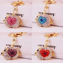 Lovely Rhinestone Crystal pig Keychain Keyring Pendant zodiac pig Key Chain Ring Holder Alloy Keychains Unisex