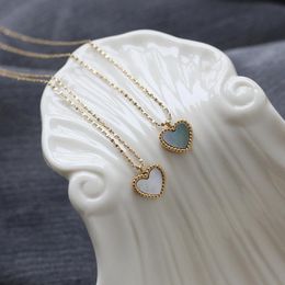 Pendant Necklaces Stainless Steel Beads Shell Heart Necklace For Women Tag Mirror Polished Gold Color Clavicle Chain