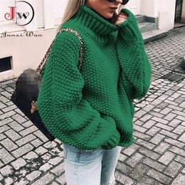 Autumn Winter Women Knitted Sweater Turtleneck Casual Basic Pullover Jumper Loose Warm Elegant Solid Oversized Tops Plus Size 211011