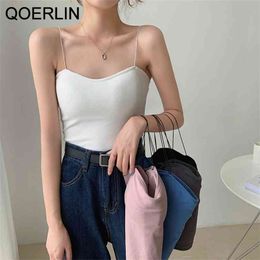 Tank Top Women Thin Spaghetti Strap Cropped Summer Camis Vest Korean Streetwear Slim s Plus Size Sexy T-Shirts 210601