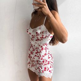 Ocstrade Summer Flower Printed Bodycon Dress Arrival Women Lace White Mini Night Club Party 210527