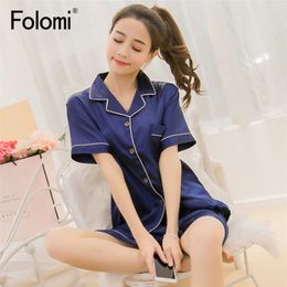 Solid Short Pyjama V Neck Nigh Suit Plus Size Lingerie Femme Silk Pyjamas Set 5XL 210809