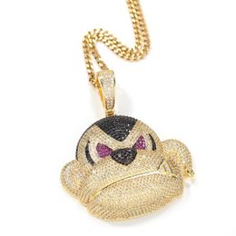 Pendant Necklaces Fashion Hip Hop Gorilla Necklace With Iced Out Cubic Zircon Tennis Chain For Men Party Jewelry Gift