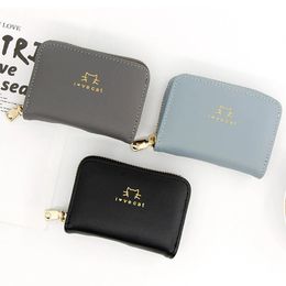 Candy Color Women Organ Card Bag PU Leather Wallet Fashion Business Card Case Credit Card Holder Mini Zipper Clutch Bag