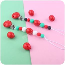 Baby Pacifier Holders Cartoon Strawberry Red Silicone Beads Pacifiers Infant Feeding Newborn Practise Toys