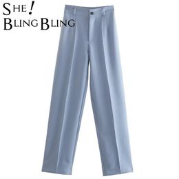 SheBlingBling Women Pant Traf Casual High Waist Chic Office Ladies Female Elegant Black Straight Suit Pants Trousers 220311