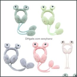 Hats Caps Hats, Scarves & Gloves Fashion Aessories Berets Nl Adt Kids Parent-Child Winter Cartoon Earmuff With Moving Jum Frog Eyes Funny An