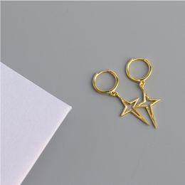 Unisex Hoop Dangle Earrings Punk Metal Jewelry Brincos Silver Color Geometric Cross Pendant Exaggerate Design