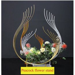 Party Decoration Artificial Peacock Flowers Curved Flower Arrangement Stand Wedding Home Road Table Centrepiece Backdrop