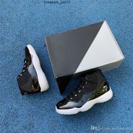 Venta caliente 25 aniversario fibra de carbono 11S negro / transparente / blanco / metal plateado zapatos de baloncesto de los hombres de las mujeres tamaño completo envío 36--47
