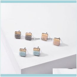 Stud Jewelrystud 1.0Cm Square Druzy Drusy Earrings Mini Resin Round Fashion Designer Jewellery Gold1 Drop Delivery 2021 Jurhz