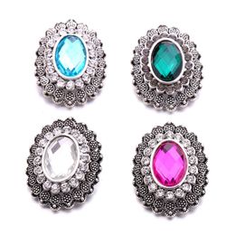 Rhinestone gadget Clasps chunk Oval 18mm Snap Button charms Bulk for Snaps DIY Jewelry Findings suppliers Gift