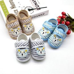 First Walkers Baby Boys Girls Cartoon Cotton Shoes Bear Pattern Stripes Sneakers Born Kid Soft Sole Toddler Footwear 0-18M6