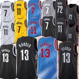 2021 Cheap Brooklyns 13 Harden Jersey Kevin 7 Durant Kyrie 11 Basketball Irving Jersey Black 2021 City Blue Uniform New Season Basketball Jesreys