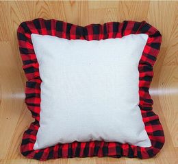 18 inch Blank Sublimation Pillow Case DIY Thermal Linen Cushion Throw Pillow-Covers Tartan Plaid Lace Pillowcases Home Decoration SN2927