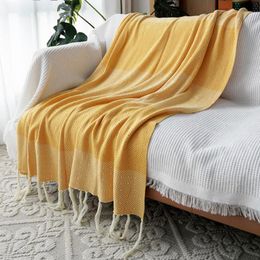 Couvertures Yirui Graceful Tassel gracieux couverture tricoté gris jaune gris mode portable surdimensionné châle cape cape maison décor canapé po