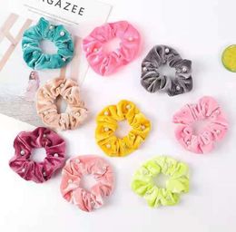 Velvet elastic hair scrunchie for girls pearl princess hiar accessories kids beaded elastic ponytail holder women hairbands