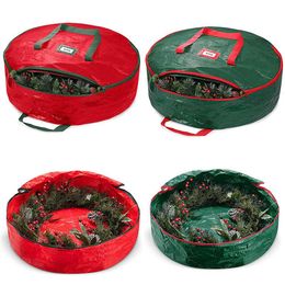 Storage Bags Foldable Christmas Wreath Container Waterproof 60/75cm Xmas Garland Zipped Large Bag With Carry Handles