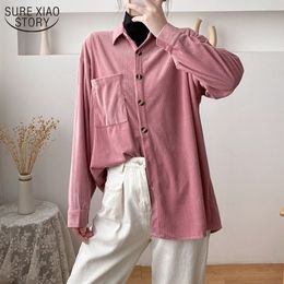 Autumn Singel Breasted Women's Shirt Corduroy Cotton Ladies Tops Casual Cardigan Vintage Blouses Women Jacket 11880 210508