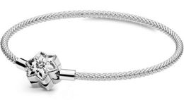 NEW 2021 100% 925 Sterling Silver Flower Diamond Bracelet Fit DIY Original Fshion Jewelry Gift 123