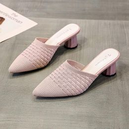 -Chaussons femme Chaussures Été Flip FLOPS Mode Coréen High High Talon Elastic Vamp Tissu Mesdames