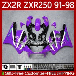 Fairings For KAWASAKI NINJA ZXR-250 ZX2R ZXR250 ZX Purple Black 2R 2 R R250 ZXR 250 91 92 93 94 95 96 97 98 85No.64 ZX-R250 ZX-2R 1991 1992 1993 1994 1995 1996 1997 1998 Bodys