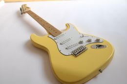 ST Electric Guitar Cream Yellow Color Maple Fingerboard Chrome Hardware