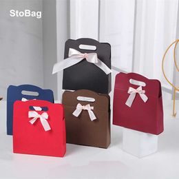 StoBag 10pcs/Lot Protable Gift Box Baby Shower Handmade Cookies Packing Support Storage Eco-friendly Paper Decoration Favor 210602