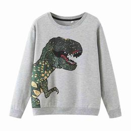 HSA Women Sweatshirt Casual Dinosaur Print Solid colour Loose Ladies Long Sleeve O-Neck Female Autumn Pullovers Tops Mujer 210430