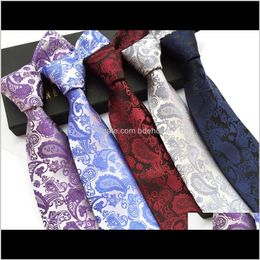 Neck Aessories Drop Delivery 2021 For Men European Fashion Casual Cashew Flower Printed Mans Necktie 6Cm Skinny Narrow Neckties Party Ties Qb