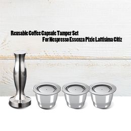 Reusable Stainless Steel Nespresso Refillable Capsule 2 In 1 Usage Recargables Essenza Mini Pixie Inissa Coffee Philtre Drippers 210712