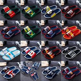 European Cup football star Sports Slippers Brand designer Mens Rubber Sandals Beach Slide Non-slip Flip Flops Indoor outdoor Shoes Size 40-45