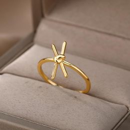 Wedding Rings Bow For Women Girls Adjustable Open Stainless Steel Gold Silver Color Bowknot Ring 2021 Trend Band Jewelry Anillos