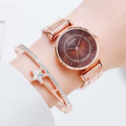 Luxury Watch For Women Fashion Diamond Steel Band Bracelet Set Elegant Geometric Ladies Valentines Day Gift Wristwatches284D