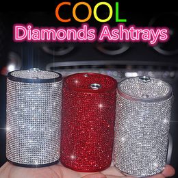 Cool Colourful Cups Aluminium Alloy Diamonds Ashtray Inlay Rhinestone Dry Herb Tobacco Cigarette Smoking Ash Container Ashtrays Cars Decoration Car Holder DHL