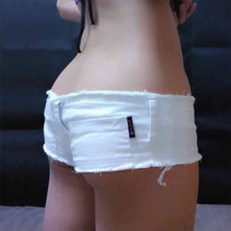 Low Waist Sexy White Shorts Tassel High Cut Vintage Denim Booty Short Cute Micro Mini Jeans Night Club Wear Plus Size M35 210621