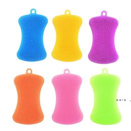 Silicone Sponge Dish Sponges Dishes Washing Double Sided Brushes Kitchen Gadgets Brush Accessories RRD12005