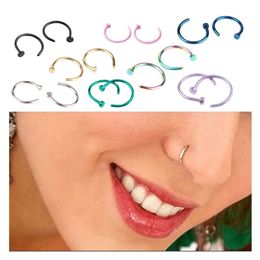 316L Stainless Steel Nose Rings Body Piercing Jewelry Fashion Women Open Hoop Ring Earring Studs