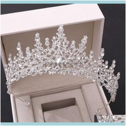 Jewelrykmvexo Baroque Vintage Luxury Royal Queen King Crystal Wedding Crown Bridal Tiara Crowns Diadem Bride Party Evening Hair Jewellery Drop