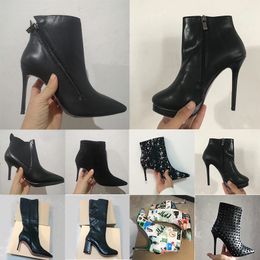 women Luxurys Designers tall Ankle Boots booties red bottom So Kate 8 10 12cm Booty thin heels chunky pony pointed toes Velvet leather winter fashion