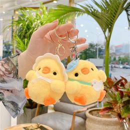 Chicken Plush Keychain pendants creative cute car key chain lovers cartoon bag Pendant stuffed dolls Kids Toys Baby Birthday Gift For Children